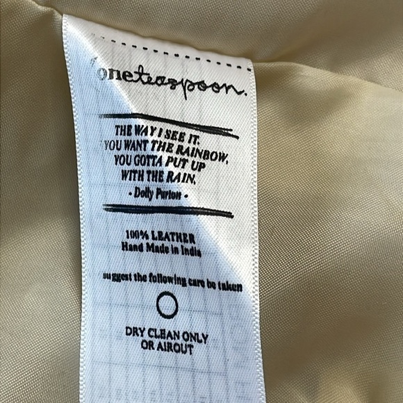 NWT One Teaspoon Vogue Washed Leather Jacket Ivory Beige Steampunk Sz 4 - Picture 6 of 15